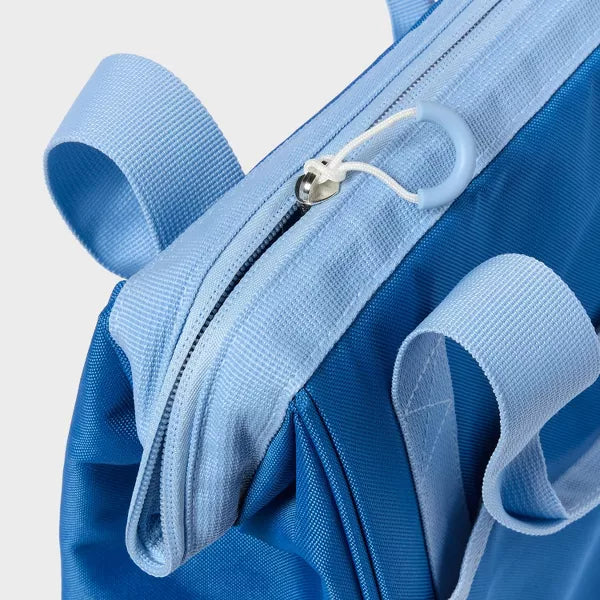 24 Cans/20.4qt Backpack Cooler - Sun Squad Blue: Zip Closure, Adjustable Straps