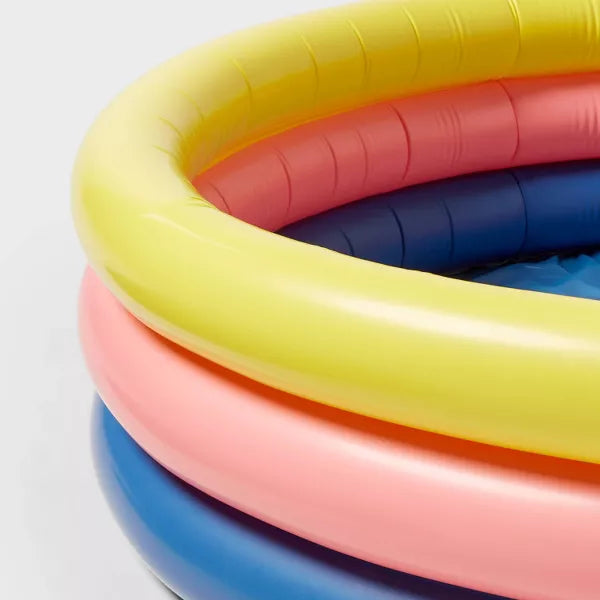 10.63'' x 4.13'' x 15' 3 Ring Pool 105 gal Round Kiddie Pool - Yellow/Pink/Navy - Sun Squad