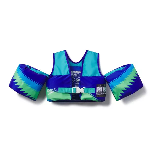Speedo Splash Jammer - Blue/Green/Teal: Life Jacket Vest, Kids, Polyethylene, 33-55 Pounds
