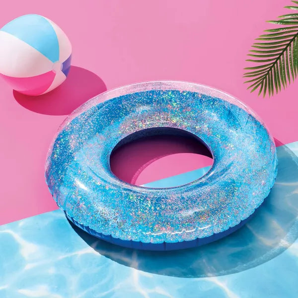 42" Ring Tube with Glitter - Sun Squad Light Blue: Inflatable Pool Toy