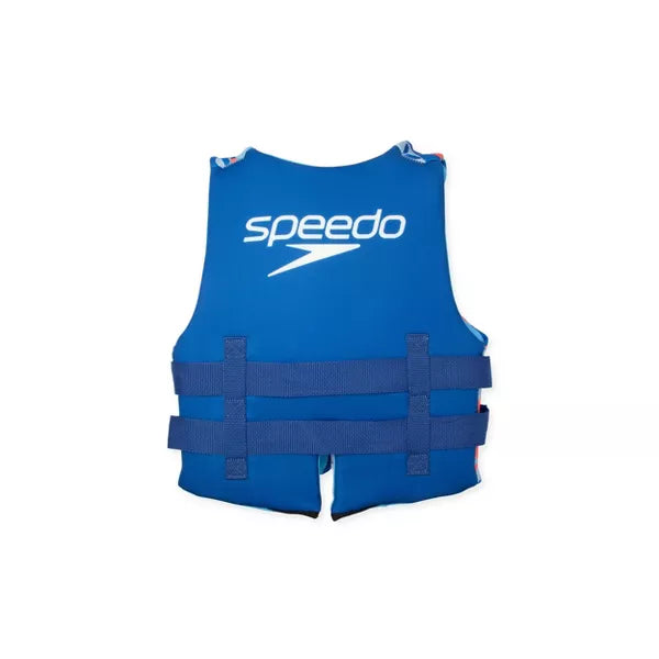 Speedo Junior Life Jacket Vest - Light Blue/Navy/Orange: Youth 55-88 lbs, Zipper & Buckle