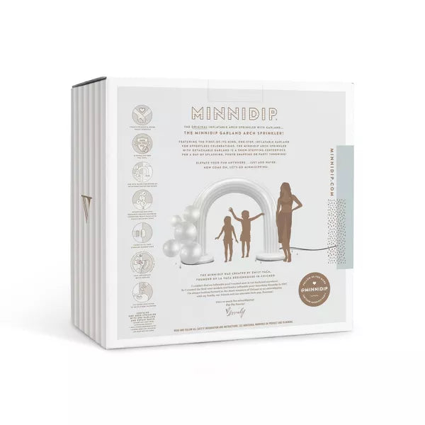 MINNIDIP Exclusive Resort Collection Garland Arch Play Sprinkler - Iridescent Pearl: Portable, Inflatable Fun for Kids