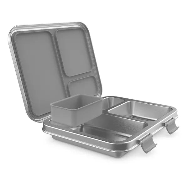 Bentgo Kids' Stainless Steel Leakproof 3 Compartments Bento-Style Lunch Box - Silver