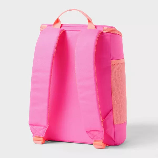 15 Cans/20.7qt Backpack Cooler - Sun Squad Pink: Recycled Polyester, Zip Closure
