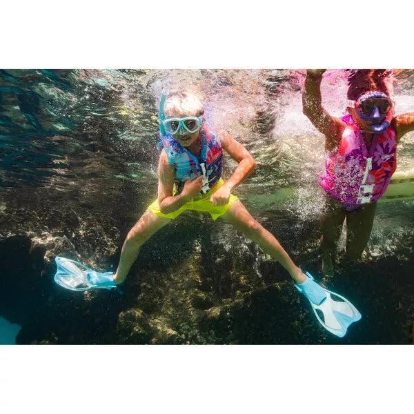 Speedo Junior Life Jacket Vest - Light Blue/Navy/Orange: Youth 55-88 lbs, Zipper & Buckle