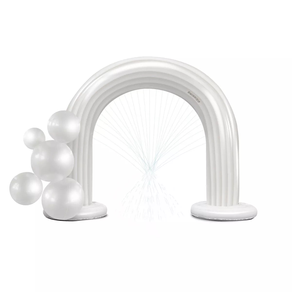 MINNIDIP Exclusive Resort Collection Garland Arch Play Sprinkler - Iridescent Pearl: Portable, Inflatable Fun for Kids