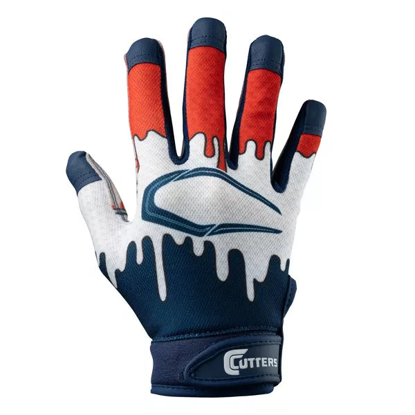 Cutters Game Day Receiver Gloves Youth - Stars L/XL: Strap Closure, Nylon Material, Football Use