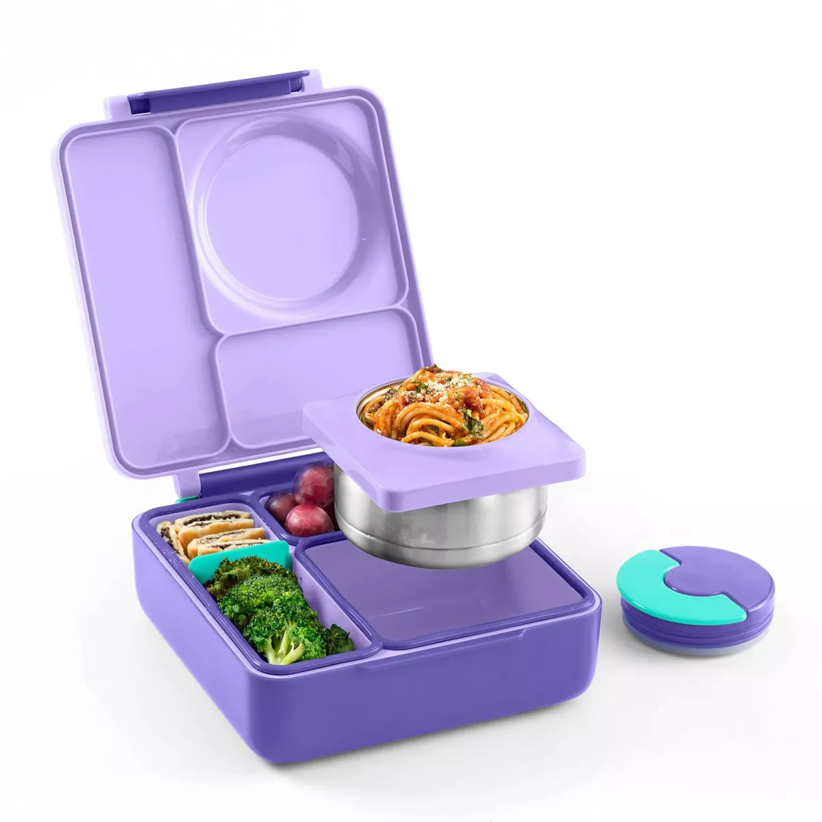 OMIE OmieBox Insulated Bento Lunch Box with Leakproof Thermos Food Jar 3 Compartments - Plum