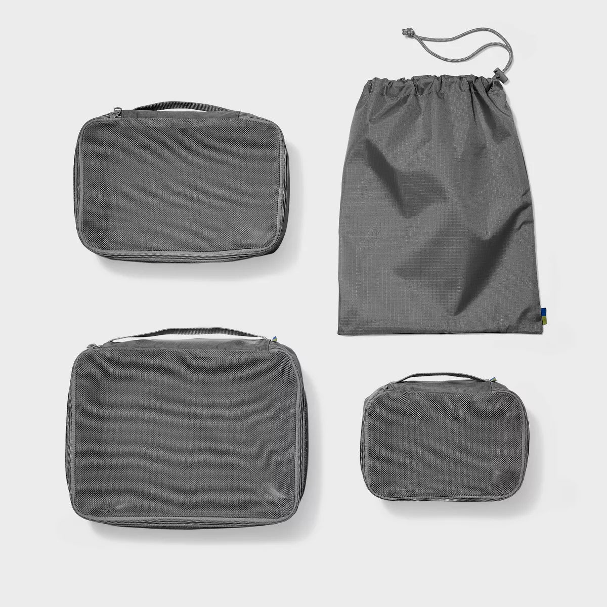 4pc Packing Cube Set - Open Story Muddy Aqua: Zipper & Drawstring Closure