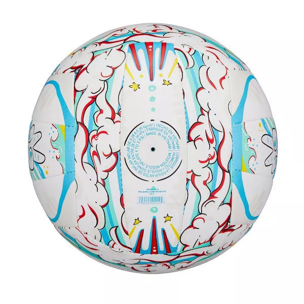 Wilson Graffiti Peace Volleyball - White/Blue: Foam Fill, TPU Shell, Ages 13+