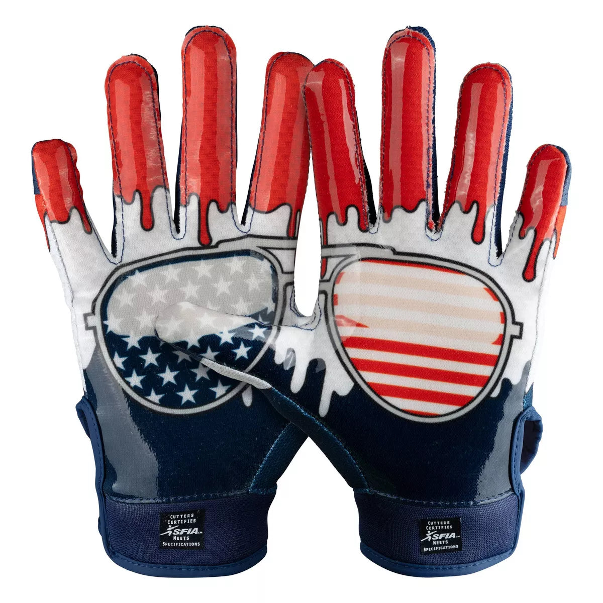 Cutters Game Day Receiver Gloves Youth - Stars L/XL: Strap Closure, Nylon Material, Football Use