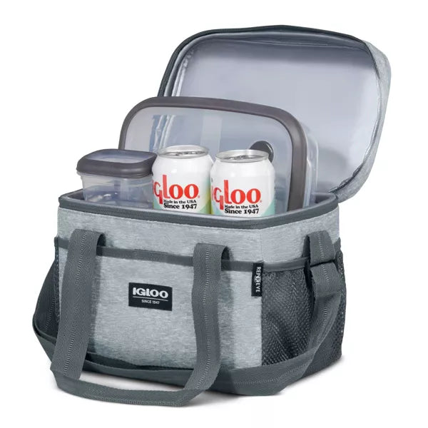 Igloo Lunch+ Cube 12 Lunch Tote with Pack Ins - Gray: Insulated Bag for Adults, Includes 3 Containers