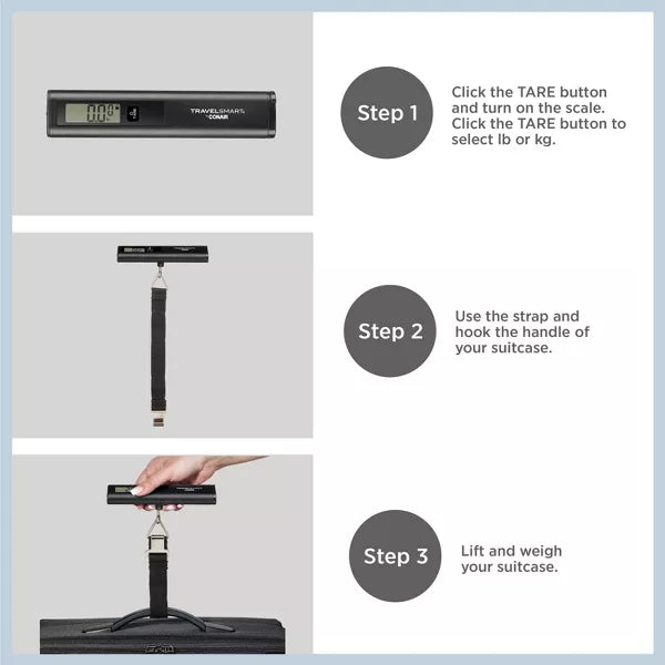 Travel Smart Digital Luggage Scale - Black: Maximum Capacity 80 lbs, Solid Pattern