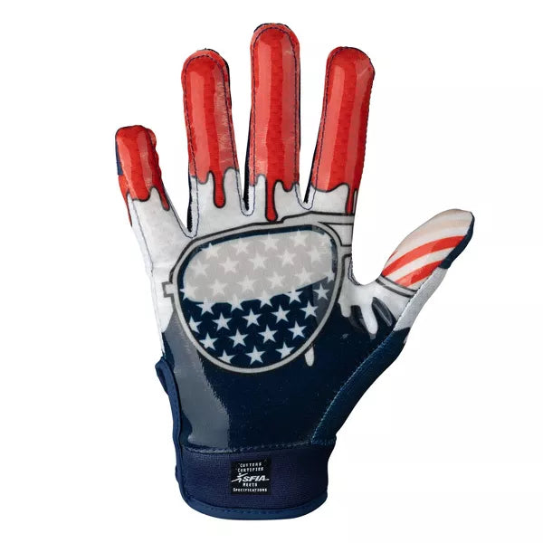 Cutters Game Day Receiver Gloves Youth - Stars L/XL: Strap Closure, Nylon Material, Football Use