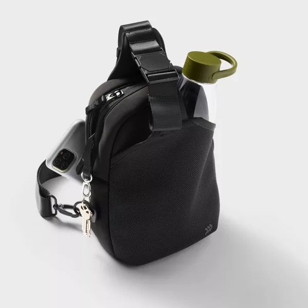 Water Bottle Crossbody Bag - All In Motion Black: Recycled Polyester, Knit