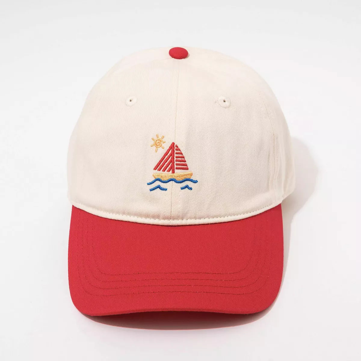 Sail Boat Hat - Frasier Sterling Cream/Red: Cotton Adjustable Baseball Cap