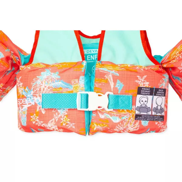 Speedo Splash Jammer - Coral/Teal: Youth Life Vest, 33-55 lbs, Buckle Closure