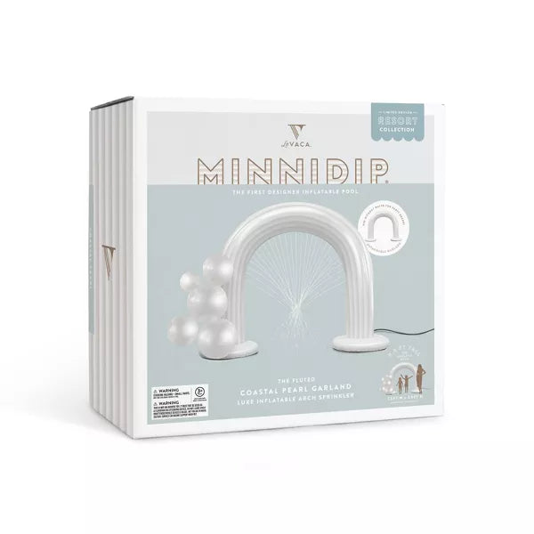 MINNIDIP Exclusive Resort Collection Garland Arch Play Sprinkler - Iridescent Pearl: Portable, Inflatable Fun for Kids