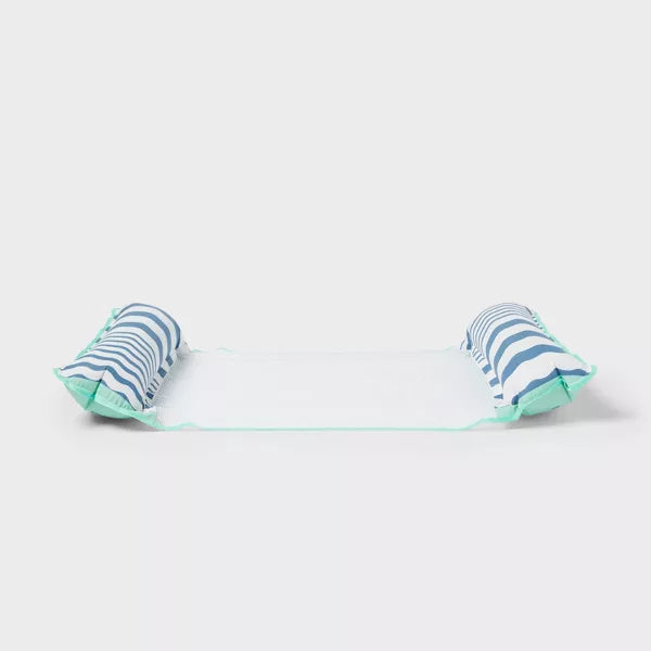 Water Hammock Pool Lounger Blue Stripes - Sun Squad