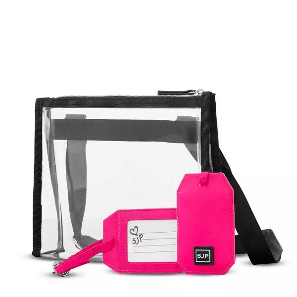 Sarah Jessica Parker Clear Crossbody Bag with Luggage Tag Set (Please be advised that sets may be missing pieces or otherwise incomplete.)